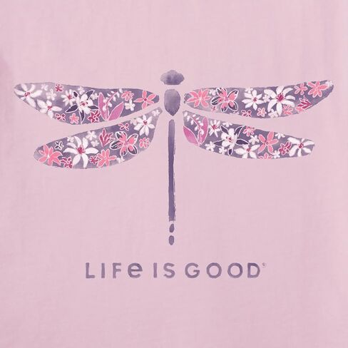 Life is Good Women's Crusher Tee, Short Sleeve Cotton Graphic T-Shirts, Wildflower Dragonfly in Kuwait