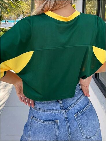 SHENHE Women's Y2k Soccer Jersey Top Brazil Crop Top Short Sleeve Graphic Loose Jersey Shirt in Saudi Arabia