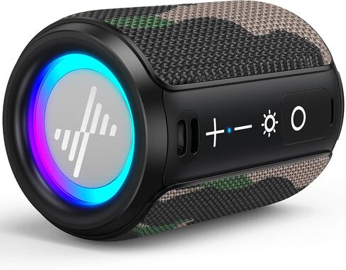 LENRUE Small Portable Bluetooth Speaker with Lights, TWS Stereo Surround Sound, Type C Powered, Bluetooth 5.3, AUX TF Card Input, Wireless for Outdoor Home, Coolest Gifts (Black) in Kuwait