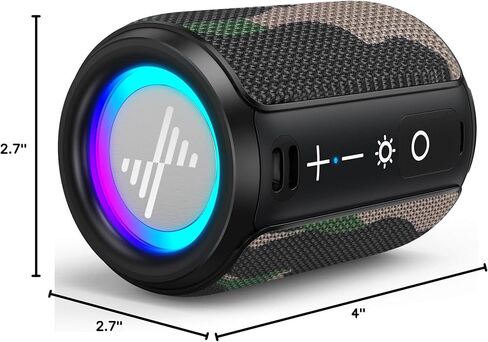 LENRUE Small Portable Bluetooth Speaker with Lights, TWS Stereo Surround Sound, Type C Powered, Bluetooth 5.3, AUX TF Card Input, Wireless for Outdoor Home, Coolest Gifts (Black) in Kuwait