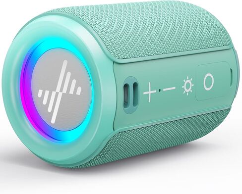 LENRUE Small Portable Bluetooth Speaker with Lights, TWS Stereo Surround Sound, Type C Powered, Bluetooth 5.3, AUX TF Card Input, Wireless for Outdoor Home, Coolest Gifts (Black) in Kuwait