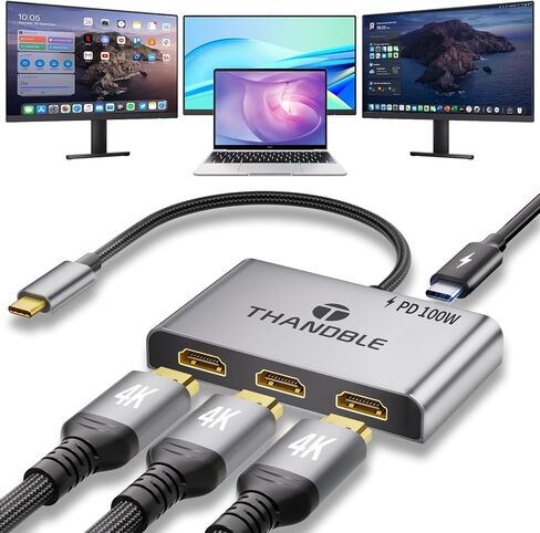 TAHNDBLE USB C to HDMI Adapter, Dual Display 4K 60Hz Output for Apple Mac M1/M2/M3, DisplayLink Adapter (DL6950) for USB 4, Thunderbolt 3/4/5, iMac, MacBook Pro/Air, Laptop-(Driver Required) in Saudi Arabia