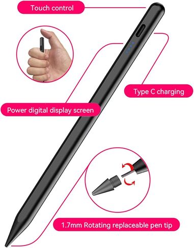 Stylus Pen for iPad (2018-2024), Magnetic Fast Charging, Palm Rejection & Tilt Sensitivity, Compatible with iPad Pro 11"/12.9", Air 3/4/5, Mini 5/6, iPad 6/7/8/9/10 Gen （White） in Kuwait