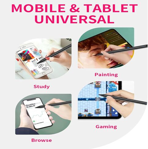 Stylus Pen for iPad (2018-2024), Magnetic Fast Charging, Palm Rejection & Tilt Sensitivity, Compatible with iPad Pro 11"/12.9", Air 3/4/5, Mini 5/6, iPad 6/7/8/9/10 Gen （White） in Kuwait