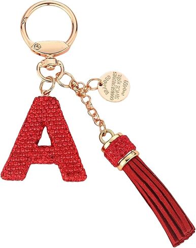 Cute Rhinestone Initial Letter Keychains for Women With Tassel,Crystal Bling Bag Charm Pandent for Women in Saudi Arabia
