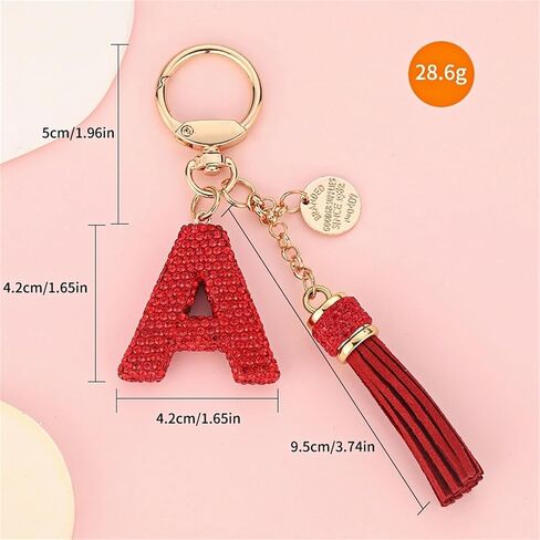 Cute Rhinestone Initial Letter Keychains for Women With Tassel,Crystal Bling Bag Charm Pandent for Women in Saudi Arabia