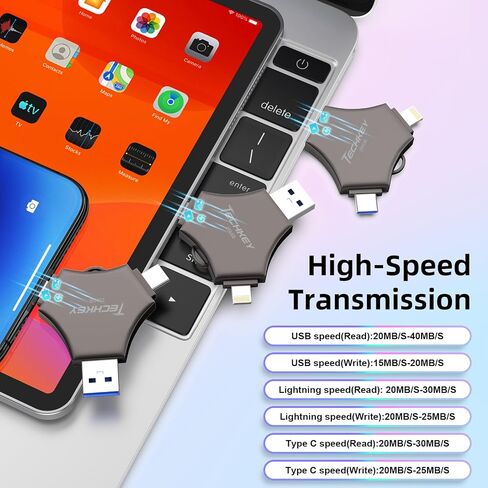 USB 3.0 Flash Drive 64gb for iPhone, 3in1 External Memory Picture Keeper Storage Stick for Photo/Video/Data Saver/Backup, V7.90High Speed Thumb Drives for iPhone/iPad/Android/PC - Muddy in Saudi Arabia