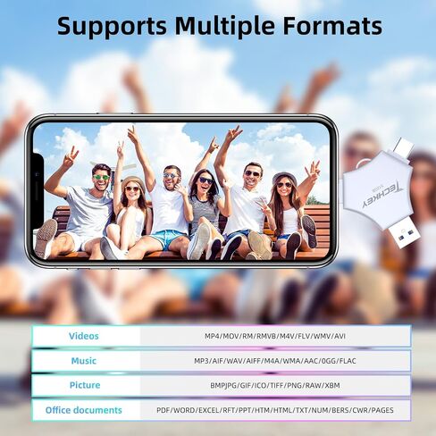 USB 3.0 Flash Drive 64gb for iPhone, 3in1 External Memory Picture Keeper Storage Stick for Photo/Video/Data Saver/Backup, V8.29High Speed Thumb Drives for iPhone/iPad/Android/PC - Topaz-Topaz in Saudi Arabia