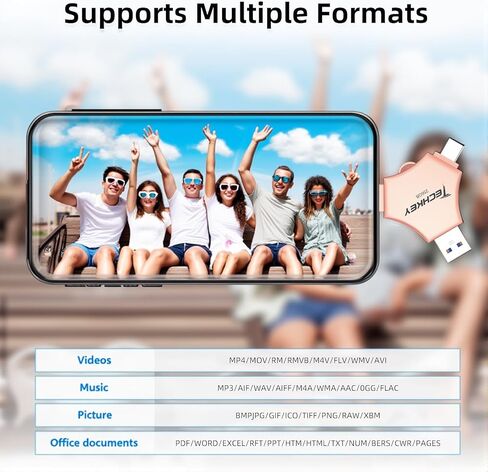 USB 3.0 Flash Drive 64gb for iPhone, 3in1 External Memory Picture Keeper Storage Stick for Photo/Video/Data Saver/Backup, V8.29High Speed Thumb Drives for iPhone/iPad/Android/PC - Topaz-Topaz in Kuwait