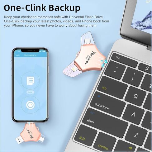 USB 3.0 Flash Drive 64gb for iPhone, 3in1 External Memory Picture Keeper Storage Stick for Photo/Video/Data Saver/Backup, V8.29High Speed Thumb Drives for iPhone/iPad/Android/PC - Topaz-Topaz in Kuwait