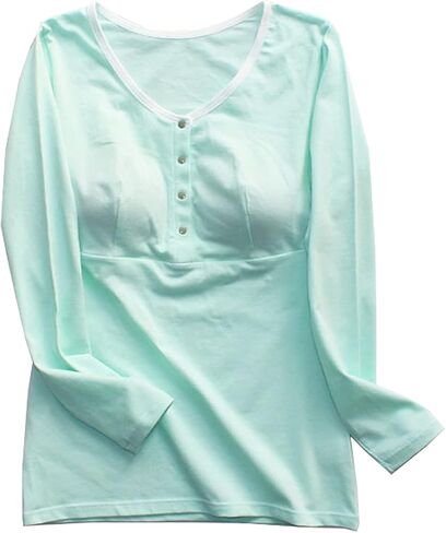 Womens Long Sleeves Nursing Tops Cotton Maternity Breastfeeding Shirts Fall Winter Outfit Pregnancy Clothes in Saudi Arabia