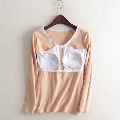 Womens Long Sleeves Nursing Tops Cotton Maternity Breastfeeding Shirts Fall Winter Outfit Pregnancy Clothes in Saudi Arabia