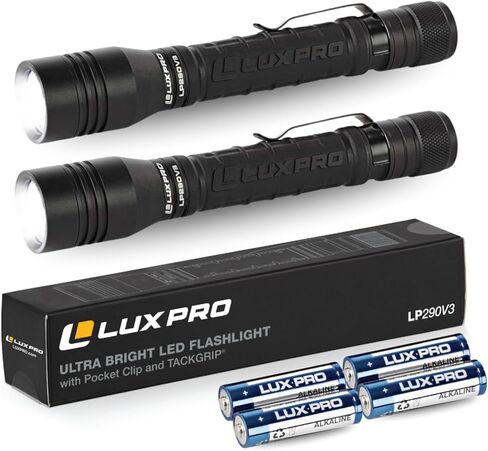 LUXPRO LP290V3 LED Flashlight - Bright 300 Lumens with 3 Light Modes - Aircraft-Grade Aluminum with IPX4 Waterproof Protection & Patented TackGrip - Camping, Outdoor, Home - Batteries Included 4 Pack in Saudi Arabia