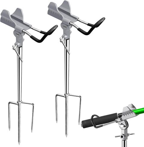 Fishing Rod Holders , Fishing Pole Holders for Ground, Multifunctional Stainless Steel Beach Fishing Rod Holder Fishing Gifts for Men(2 Pack) in Kuwait