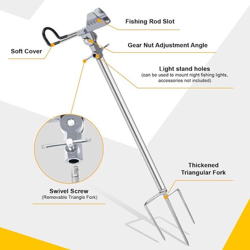 Fishing Rod Holders , Fishing Pole Holders for Ground, Multifunctional Stainless Steel Beach Fishing Rod Holder Fishing Gifts for Men(2 Pack) in Kuwait