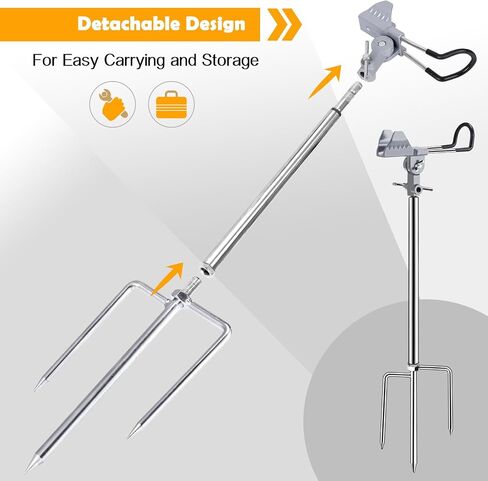 Fishing Rod Holders , Fishing Pole Holders for Ground, Multifunctional Stainless Steel Beach Fishing Rod Holder Fishing Gifts for Men(2 Pack) in Kuwait