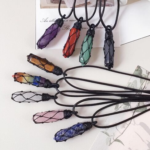EDEN'S CALL Hexagonal Crystal Point Pendant Necklace for Unisex Adjustable Dainty Natural Stone Pendulum Amulet for Good Luck in Kuwait