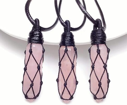 EDEN'S CALL Hexagonal Crystal Point Pendant Necklace for Unisex Adjustable Dainty Natural Stone Pendulum Amulet for Good Luck in Kuwait