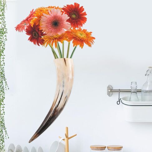 AmoSfun Rustic Horn Decoration Horns Cup Coupo Cowboy Home Office Wall Hanging Decoration Flower Vase Candle Stick حامل 16.5 بوصة طول in Saudi Arabia