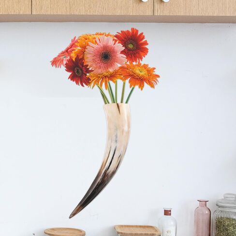 AmoSfun Rustic Horn Decoration Horns Cup Coupo Cowboy Home Office Wall Hanging Decoration Flower Vase Candle Stick حامل 16.5 بوصة طول in Saudi Arabia