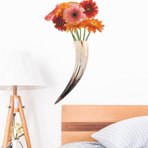 AmoSfun Rustic Horn Decoration Horns Cup Coupo Cowboy Home Office Wall Hanging Decoration Flower Vase Candle Stick حامل 16.5 بوصة طول in Saudi Arabia