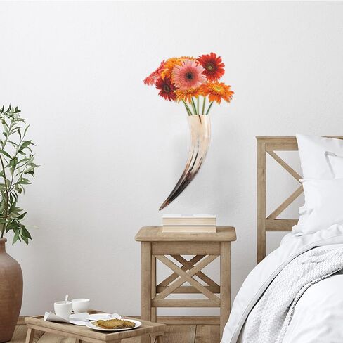 AmoSfun Rustic Horn Decoration Horns Cup Coupo Cowboy Home Office Wall Hanging Decoration Flower Vase Candle Stick حامل 16.5 بوصة طول in Saudi Arabia