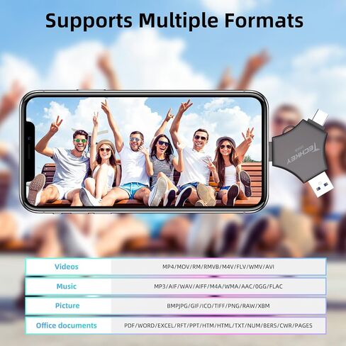 USB 3.0 Flash Drive 64gb for iPhone, 3in1 External Memory Picture Keeper Storage Stick for Photo/Video/Data Saver/Backup, V7.84High Speed Thumb Drives for iPhone/iPad/Android/PC - Hoary in Saudi Arabia