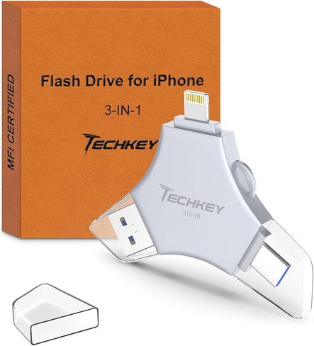 USB 3.0 Flash Drive 64gb for iPhone, 3in1 External Memory Picture Keeper Storage Stick for Photo/Video/Data Saver/Backup, V7.84High Speed Thumb Drives for iPhone/iPad/Android/PC - Hoary in Saudi Arabia