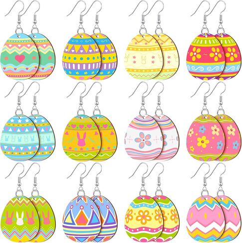 Misdary 12 Pairs Halloween Earrings for Women Ghost Cat Wooden Earrings Dangle Pendants Cute Halloween Wood Jewelry Gifts in Kuwait