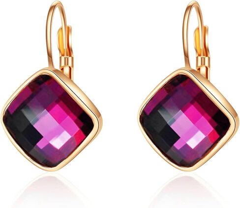 VONSSY Crystal Drop Dangle Earrings Leverback Hoop Hanging Zircon Jewelry Gift for Women Mother Wife in Saudi Arabia
