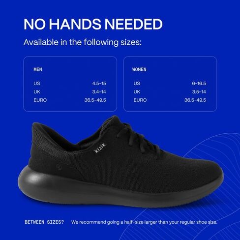 Kizik Madrid Hands Free Mens و Womens Sneakers ، زلة غير رسمية على الأحذية للنساء أو الرجال ، مريحة للمشي ، أحذية رياضية للنساء والرجال في أي مناسبة - أسود / أسود ، M7 / W8.5 in Kuwait
