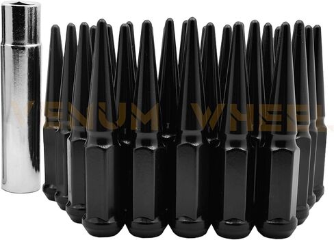 إكسسوارات عجلات فينوم 20 PC دودج سوداء الصلب السفلبات المصوّرات m14x1.5 + 1 مقبس مفتاح يعمل مع 5x115 مم شاحن تشارجر SRT-8 Hellcat Demon 5x127 MM Jeep Grand Grand Cherokee SRT in Kuwait