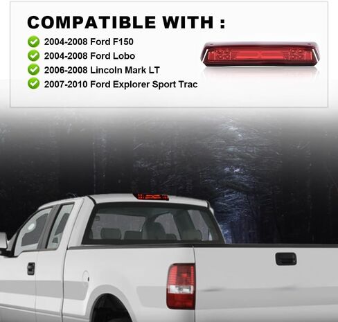 PIT66 LED 3rd Brake Light, Compatible with Ford F150 2004-2008 X Type Led Bar High Mount Stop Light Rear Tail Cargo Lamps Clear Lens Chrome Housing in Saudi Arabia