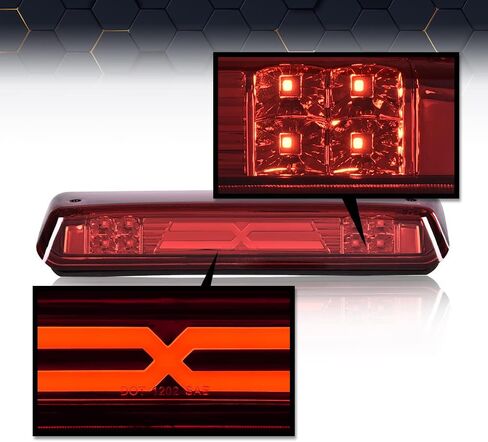 PIT66 LED 3rd Brake Light, Compatible with Ford F150 2004-2008 X Type Led Bar High Mount Stop Light Rear Tail Cargo Lamps Clear Lens Chrome Housing in Saudi Arabia