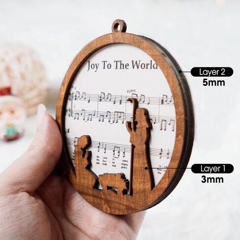 Pack of 5 Wooden Music Sheet Nativity Ornaments Bulk, Christmas Catholic Scene Ornament, Christian Keepsake, Xmas Tree Hanging Decor with Jesus Birth Yule Gift for Pastor Faith Church Members CB-11 in Kuwait