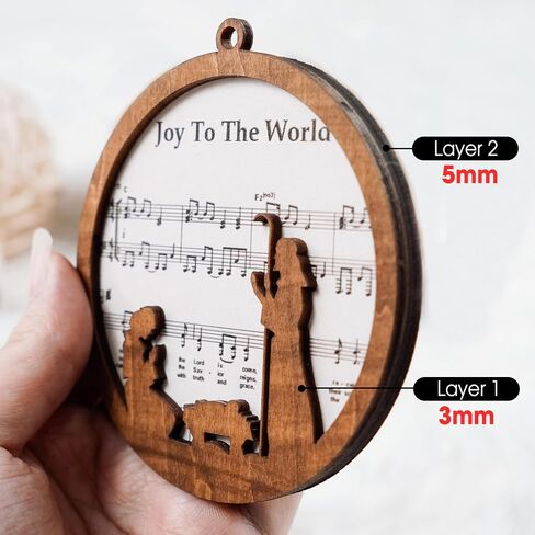 Pack of 5 Wooden Music Sheet Nativity Ornaments Bulk, Christmas Catholic Scene Ornament, Christian Keepsake, Xmas Tree Hanging Decor with Jesus Birth Yule Gift for Pastor Faith Church Members CB-11 in Kuwait