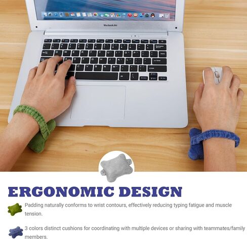 3-Pack Ergonomic Wrist Rest Set Wearable Mouse Keyboard Support Portable Cushion for Gaming Typing Gaming in Kuwait