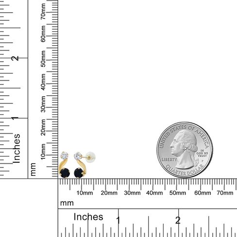 Gem Stone King 14K Yellow Gold Stud Earrings Round Black Onyx and Moissanite (0.64 Cttw) in Saudi Arabia