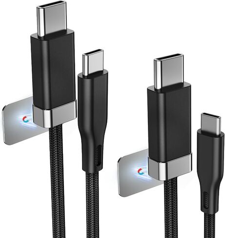 Magnetic Staycable USB to USB C Cable with Holder, 3.3FT USB A to Type C Charger Cable, Fast Charging and Data Sync Cord Tangle Free Compatible with Phone 15 16 Pro S25 S24 Original Design in Saudi Arabia