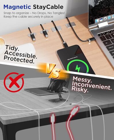 Magnetic Staycable USB to USB C Cable with Holder, 3.3FT USB A to Type C Charger Cable, Fast Charging and Data Sync Cord Tangle Free Compatible with Phone 15 16 Pro S25 S24 Original Design in Saudi Arabia