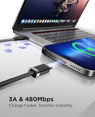 Magnetic Staycable USB to USB C Cable with Holder, 3.3FT USB A to Type C Charger Cable, Fast Charging and Data Sync Cord Tangle Free Compatible with Phone 15 16 Pro S25 S24 Original Design in Saudi Arabia