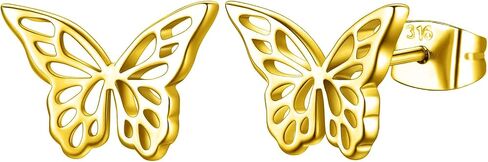 Hopply Dainty Gold Rainbow Butterfly Stud Earrings for Women Hypoallergenic 20G Surgical Stainless Steel Post Cartilage Earrings Trendy Jewelry for Sensitive Ears in Kuwait