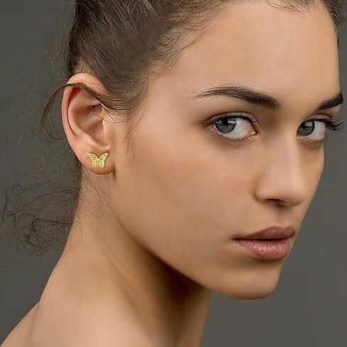 Hopply Dainty Gold Rainbow Butterfly Stud Earrings for Women Hypoallergenic 20G Surgical Stainless Steel Post Cartilage Earrings Trendy Jewelry for Sensitive Ears in Kuwait
