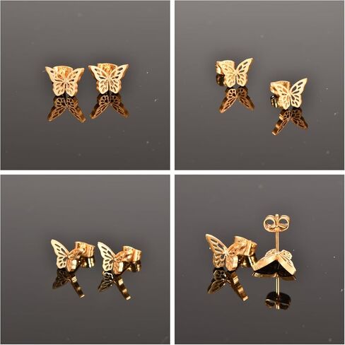 Hopply Dainty Gold Rainbow Butterfly Stud Earrings for Women Hypoallergenic 20G Surgical Stainless Steel Post Cartilage Earrings Trendy Jewelry for Sensitive Ears in Kuwait