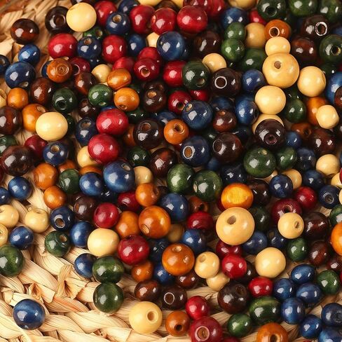 Dahi 500pcs 10 مم حبات خشبية ملونة خمر الخشب الخرز الخشبي الخشبي الحرف المصنوعة يدويًا لصنع أساور المجوهرات (10 ملم) in Kuwait