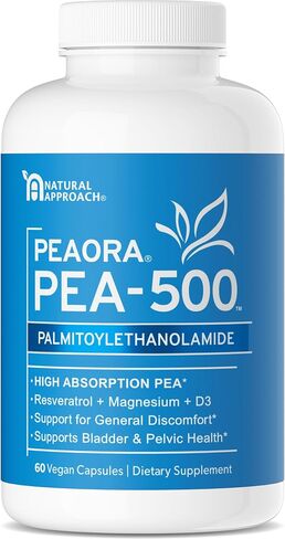 Peaora PEA -500 - دعم للمثانة ، وعدم الراحة في الحوض | للنساء والرجال | صنع في الولايات المتحدة | عالي الامتصاص بالميتويليثانولاميد وريسفيراترول in Saudi Arabia