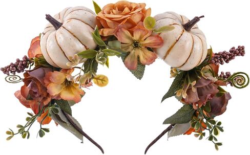 Women Fall Floral Headpiece - Autumn Flower Headband Pumpkin Halloween Hair Accessories for Girls Women Halloween Carnival Birthday Party Masquerade Role Play in Kuwait