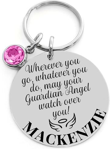 Guardian Angel Watch You Keychain ، هدية في سن المراهقة ، سلسلة مفاتيح سائق جديدة ، عيد ميلاد ، سلسلة مفاتيح فتاة ، سيارة جديدة ، هدية ابنة ، محرك آمن in Saudi Arabia