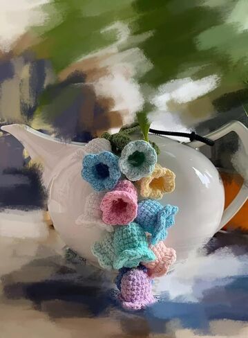 2 PC Crochet Excling Flower Associory ، Decor Decor for Car Mirror ، Chains ، Decor Decor ، Decor Handbag Decor ، Handmade Blower Flower Charms (Blue/Macaron) in Saudi Arabia