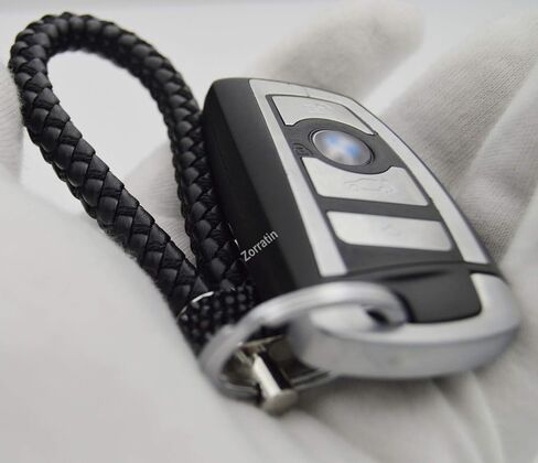 Braided Leather Car Remote Key Keychain with Synthetic Bling Crystal Diamond Circle for Girls in Saudi Arabia